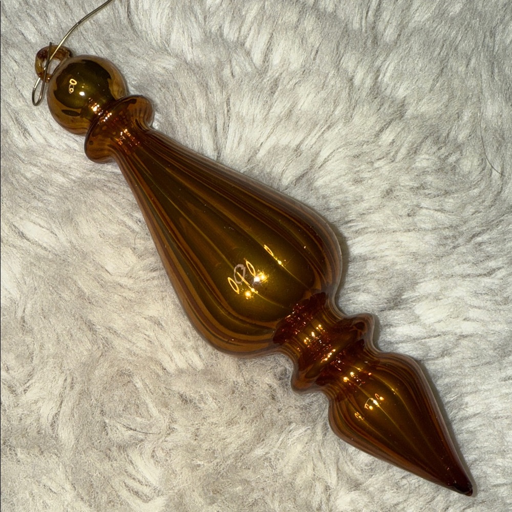Polish/Czech glasswork gold mercury-glass– Finial blown glass Christmas ornament